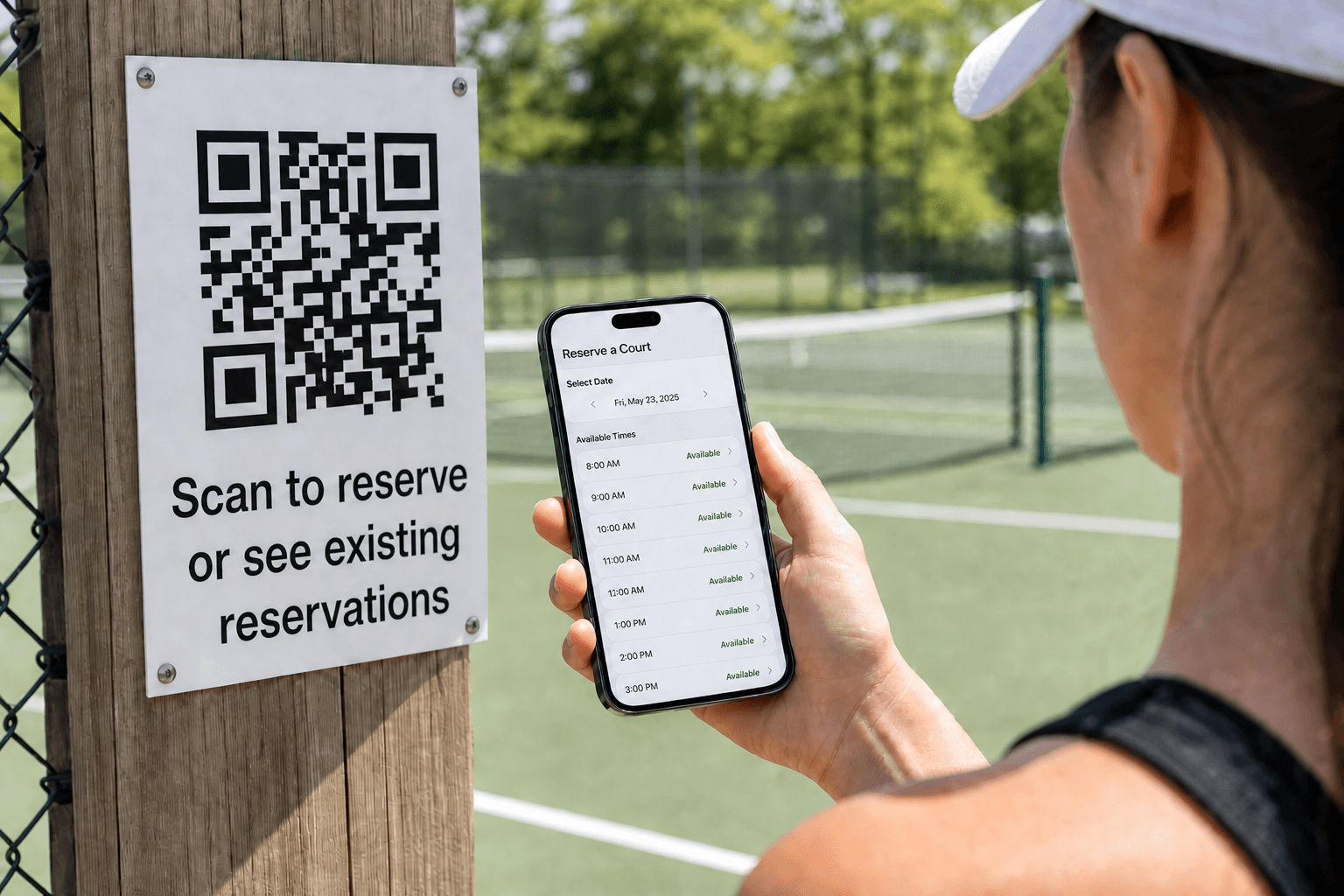 HoldATime court reservation QR poster